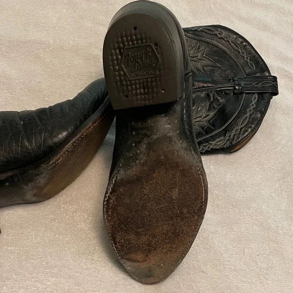 Tony Lama Black Cowboy Boots - Picture 5 of 7